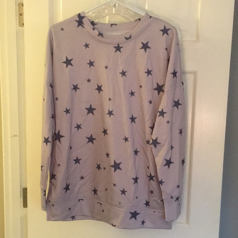 Gray & blue star print sweatshirt